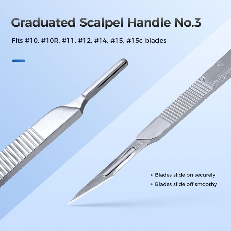 JMU 2 Pcs Scalpel Handle No 3, Stainless Steel Dermaplane Handle for Blades No. 10 10R 11 12 13 14 15 15A and 15C - Image 3